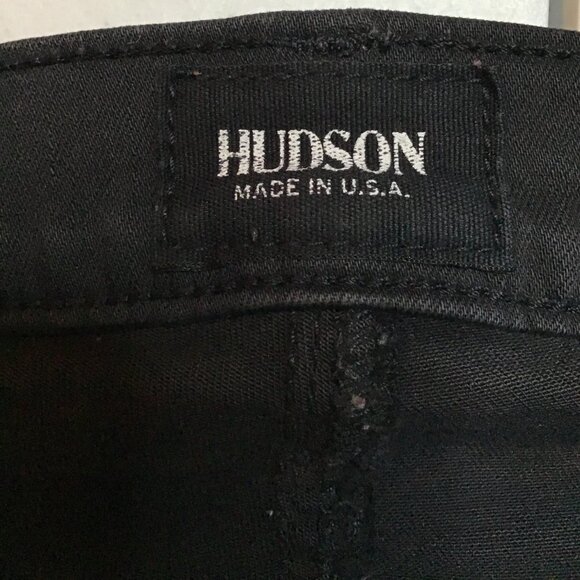 HUDSON-WOMENS BLACK 91.5% COTTON WITH 100% LAMB NAPPA SUPER SKINNY JEANS SIZE 28 - Picture 3 of 9